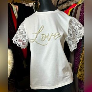 Boho style white T-Shirt NWT!!